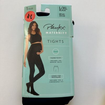 NIP! Playtex Sz L/XL Maternity Tights Flex to Fit Comfy Top Waistband MPL001 BLK